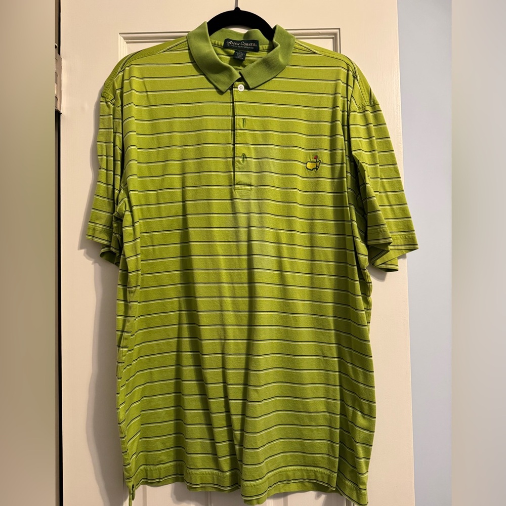 Official Master’s Golf Men's Green Striped Polo Shirt XL
